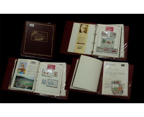 Olympics Masterfile Stamp Album, featuring various 1988 Olympic stamps and covers - one autographed by Alan Wells.