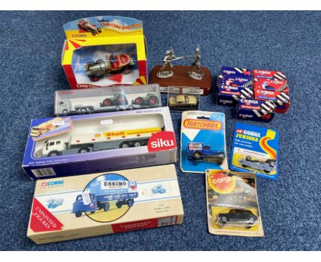 Collection of Die Cast Model Cars, including Matchbox Champion van,Corgi Taxi, Siku Shell lorry, Corgi Chitty Chitty Bank Ban