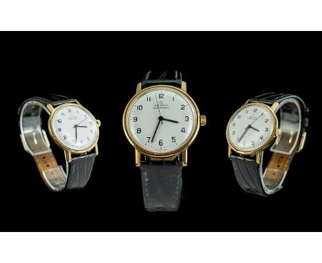 Zenith Automatic Gents Manual Wind 9ct Gold Cased Wrist Watch. Hallmark to Interior of Back Cover, Inscription to Back Cover.