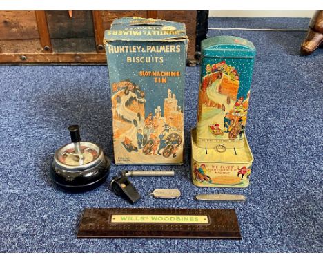 Huntley &amp; Palmers Biscuits Slot Machine Tin In Original Box, Together with Advertising Interest - A Vintage Roulette Asht