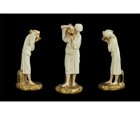 Royal Worcester Large and Impressive Porcelain Hand Painted Figure 'Water Carrier', date mark 1885, 16.5 inches (41.25cms) hi