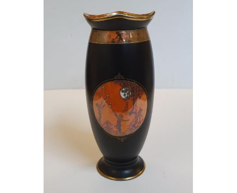 Carltonware art-deco "Moonlight cameo" vase,  Approx 21 cm high 