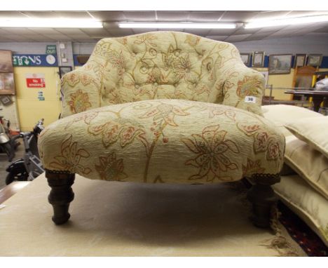 VICTORIAN UPHOLSTERED BUTTON  BACK TUB NURSING CHAIR