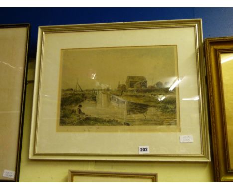 COLOURED PRINT 'ON THE RIVER BLYTHE' F/G