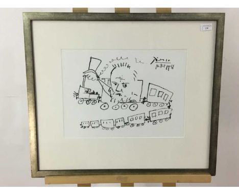 AFTER PABLO PICASSO (SPANISH, 1881–1973), LE TRAIN DE VICTOR HUGO LITHOGRAPH pub. Editions Combat Pour La Prix, copyright S.P