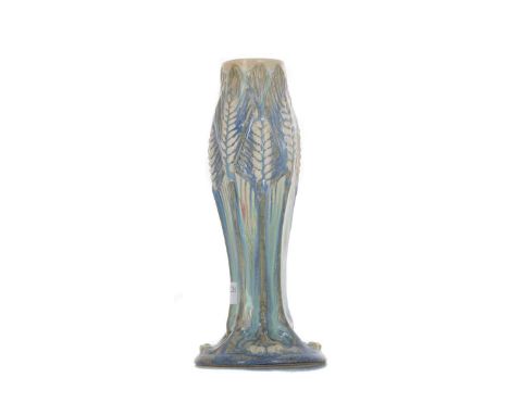 JOSEPH MOUGIN (FRENCH, 1867 -1961) FOR MOUGIN FRERES, POTTERY VASE EARLY 20TH CENTURY of slender waisted form, moulded with e