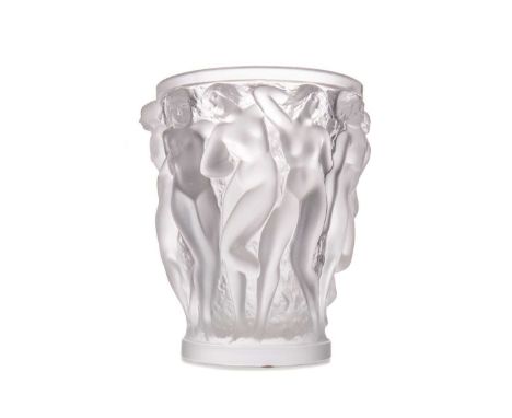 LALIQUE PARIS, BACCHANTES GLASS VASE CONTEMPORARY frosted finish, signed Lalique France with registration mark, retaining Lal