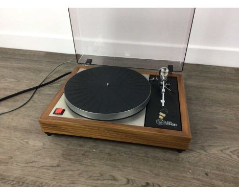 LINN PRODUCTS OF GLASGOW, SONDEK LP12 TURNTABLE CIRCA 1970-89 with wooden finish and clear plastic coverIn working order but 