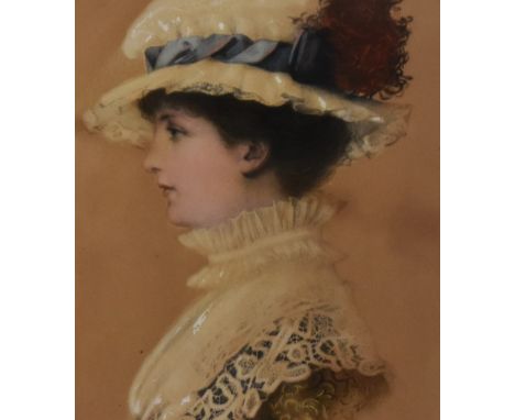 After Edgar Wilkins Hanley (1855-1886, British), coloured print, Portrait of Dorothea, framed, mounted, and under glass, meas