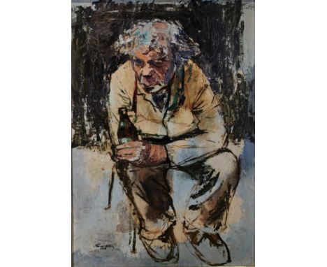 Lajos Sebök (ungarisch, 1910 - 1996). Portrait 1975. Datiert und signiert in der unteren linken Bildecke. Mischtechnik, vermu