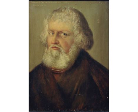 Portrait des Hieronymus Holzschuher (1469-1529) um 1526. Kopie nach Albrecht Dürer. Öl auf Holz. Altersbedingter guter Zustan