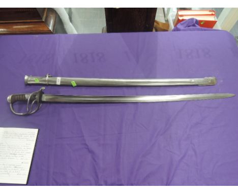 A British Light Cavalry Trooper's sword 1821 pattern with metal scabbard, D632 on quillon