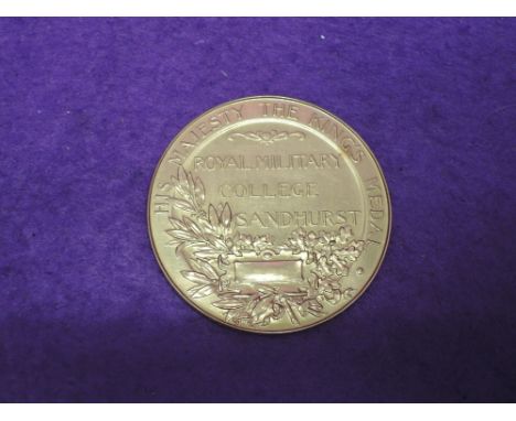 A George V His Majesty The King's medal, Royal Military College Sandhurst, awarded to Leslie Hugh Bean 1926, he was Senior Un
