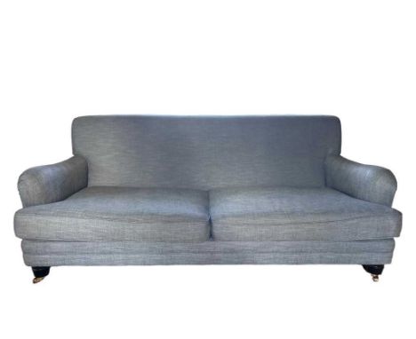 Good quality bespoke Origins Design three-seater sofa, on square block feet, 198cm wide195 cm long, 86 cm high, 110cm deep, c