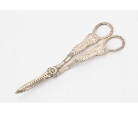 Pair Edwardian silver grape scissors, with Kings pattern handles (Sheffield 1906) Harrison Brothers &amp; Howson. All at appr