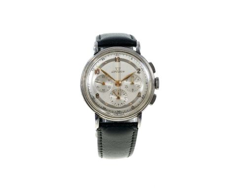 Rare 1960s Lemania chronograph wristwatch, the manual wind 17 jewel movement signed and numbered 1042055, the circular silver