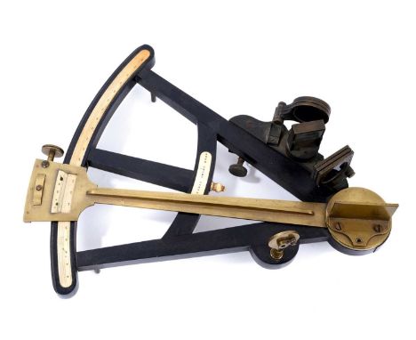 19th century brass and ebony sextant by Owen Owens of Liverpool, with engraved bone scale and signature plaqueProvenance: The