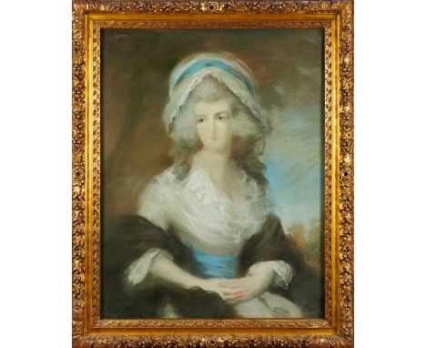 Attributed to Gainsborough Dupont (c.1754-1797) pastel portrait, possibly Charlotte, Princess Royal, 89cm x 69cm, remnants of