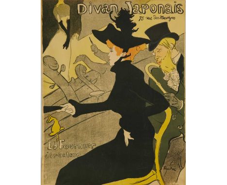 After Henri Toulouse-Lautrec (1864- 1901) lithographic poster laid on linen - Divan Japonais, printed by Edw. Ancourt, Paris,