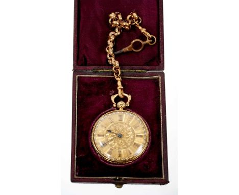 William IV 18ct gold pocket watch/fob watch with fusee movement by G. J. Lewis of Newcastle on Tyne, signed and numbered 1847