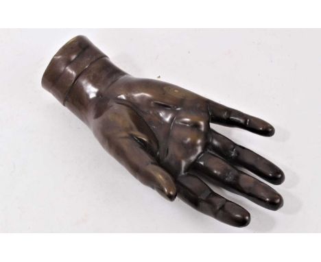 Bronze model of a hand, 21cm longProvenance: The Angela Kay Collection.