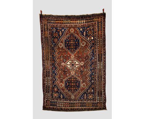 Fayli Lor rug, Shiraz area, Fars, south west Persia, circa 1930s,. 8ft. 3in. X 5ft. 7in. 2.51m. X 1.70m. Some wear in places 