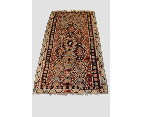 Attractive Anatolian kelim, Sivas area, north east Anatolia, early 20th century, 13ft. 4in. X 7ft. 1in. 4.06m. X 2.16m. Two w