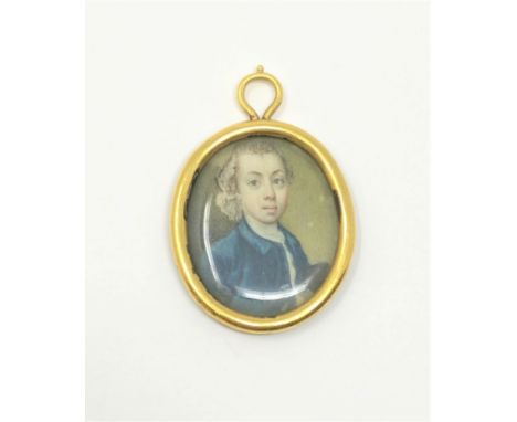 An early 18th century portrait miniature in high carat gold frame