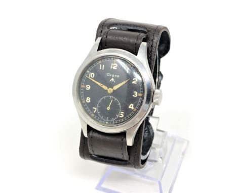 A very rare stainless steel British Military Grana wristwatch, most scarce of the so-called 'Dirty Dozen' family of wristwatc