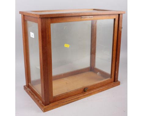 Two wooden and glass chemist scale cases, 16" high x 18" wide 