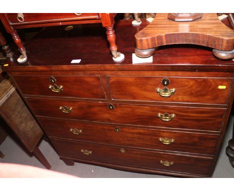 A Georgian mahogany chest of two short and three graduated long drawers on bracket feet 39" wide, 17" deep, 36" high 