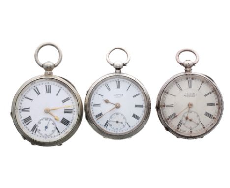 White metal lever pocket watch, the unsigned movement with compensated balance and regulator, no. 152406, 54mm; together with