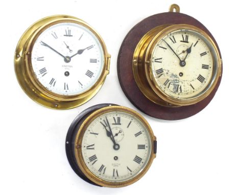 Three various Smiths bulkhead wall clock timepieces (3)