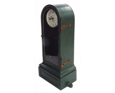 Interesting single fusee industrial/ factory clock, the 6.25" white enamel dial inscribed Sir W.H. Bailey's Patent, W.H. Bail