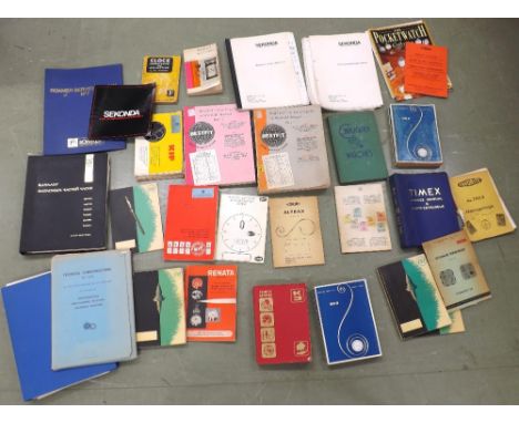 Quantity of watch service manuals and parts catalogues to include Sekonda, Timex, Ronda, Favorite, Renata, Bestfit