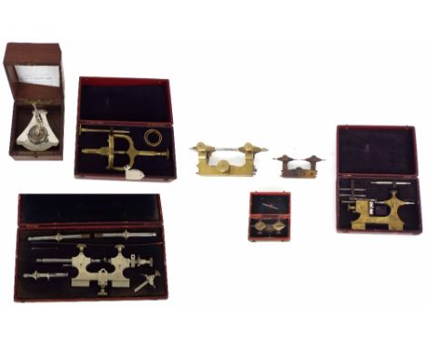 Good selection of cased clock and watch making tools, including depthing gauges and Jacot tools (7)