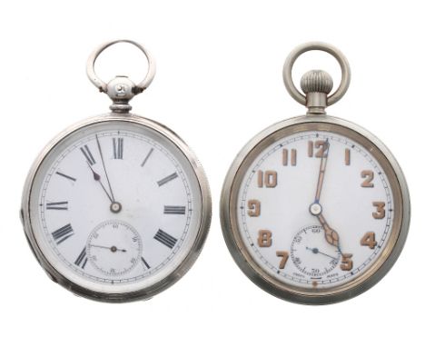 British Military Army General Service Mark II issue nickel cased lever pocket watch, the gilt frosted movement with compensat