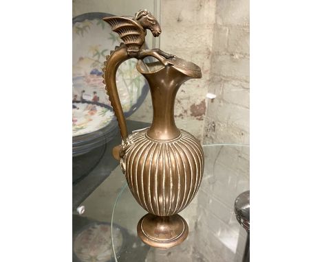 ANTIQUE ITALIAN GRAND TOUR NEOCLASSICAL PATINATED BRONZE EWER PITCHER - ANGELI &amp; FILS - NAPLES 1904