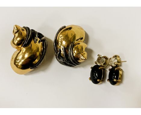 YVES SAINT LAURENT EARRINGS WITH A PAIR OF CHRISTIAN DIOR EARRINGS