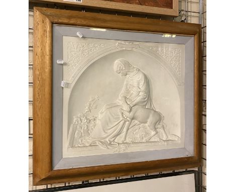 EMILY OF RULSTONE PLASTER RELIEF INTAGLIO ''HER LAST COMPANION IN A DEATH OF LOVE UPON A HOPELESS EARTH'' FLORENTINE FELIX MA