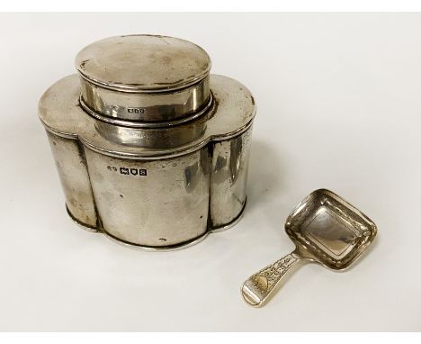 H/M SILVER TEA CADDY &amp; SPOON 132 GRAMS APPROX