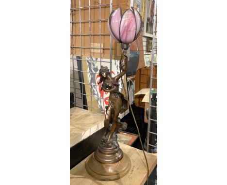 BRONZE EFFECT FIGURAL TABLE LAMP - SHADE A/F 70CMS (H) APPROX 