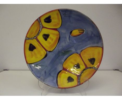 Poole Pottery wall charger, in the Wild Poppy pattern, diameter 40cm