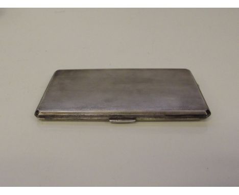Silver engine turned cigarette case,Birmingham, 1961, W. H  Manton, 14cm x 8.5cm, weight 220 grams