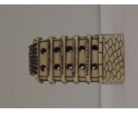 Carved ivory netsuke, in the form of four story pagoda, height 6.5cm