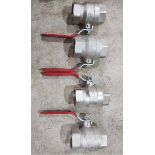 DOUBLE-LIN - 2" BRASS BSPT BALL VALVE - RED LEVEL - LOCKABLE -MS58- SET OF 4- NEW NO BOX