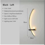 3X MODERN LED GOLD/BLACK WALL SCONCES, LEFT/RIGHT, NEW.