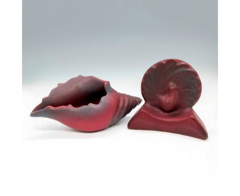 Matte finish over mulberry coloration on hand crafted pieces. Van Briggle imprint mark on base. Largest piece: 8.5"L x 3.5"W 
