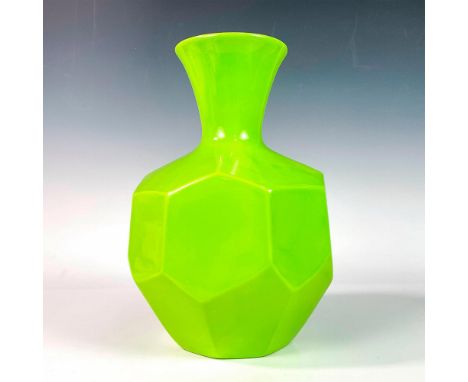 Original mid century modern light green vessel with hexagonal shapes around body. Royal Hager U S A backstamp. Dimensions: 7"
