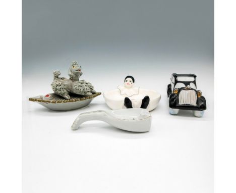 Pieces included gray spaghetti poodle, car, Pierrot clown mime and string instrument. Largest piece: 6"L x 2"W x 2.25"H. Coun